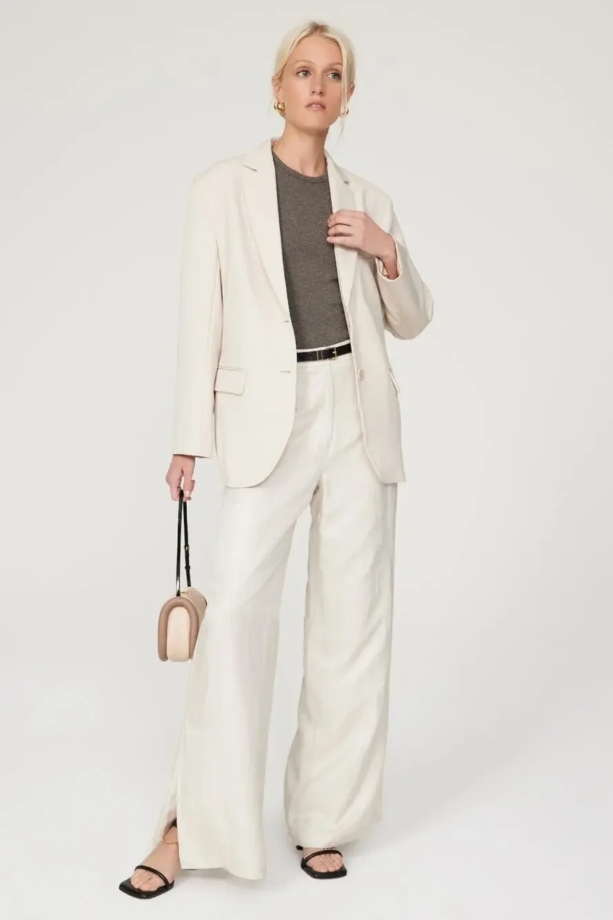 Anine Bing Women's Off-White Wide-Leg Front Zipper Lyra Trousers Pants Size 34